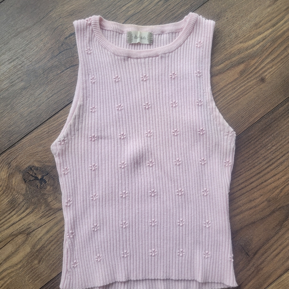 Altar'd State Pink Ribbed Daisy Tank Size Small